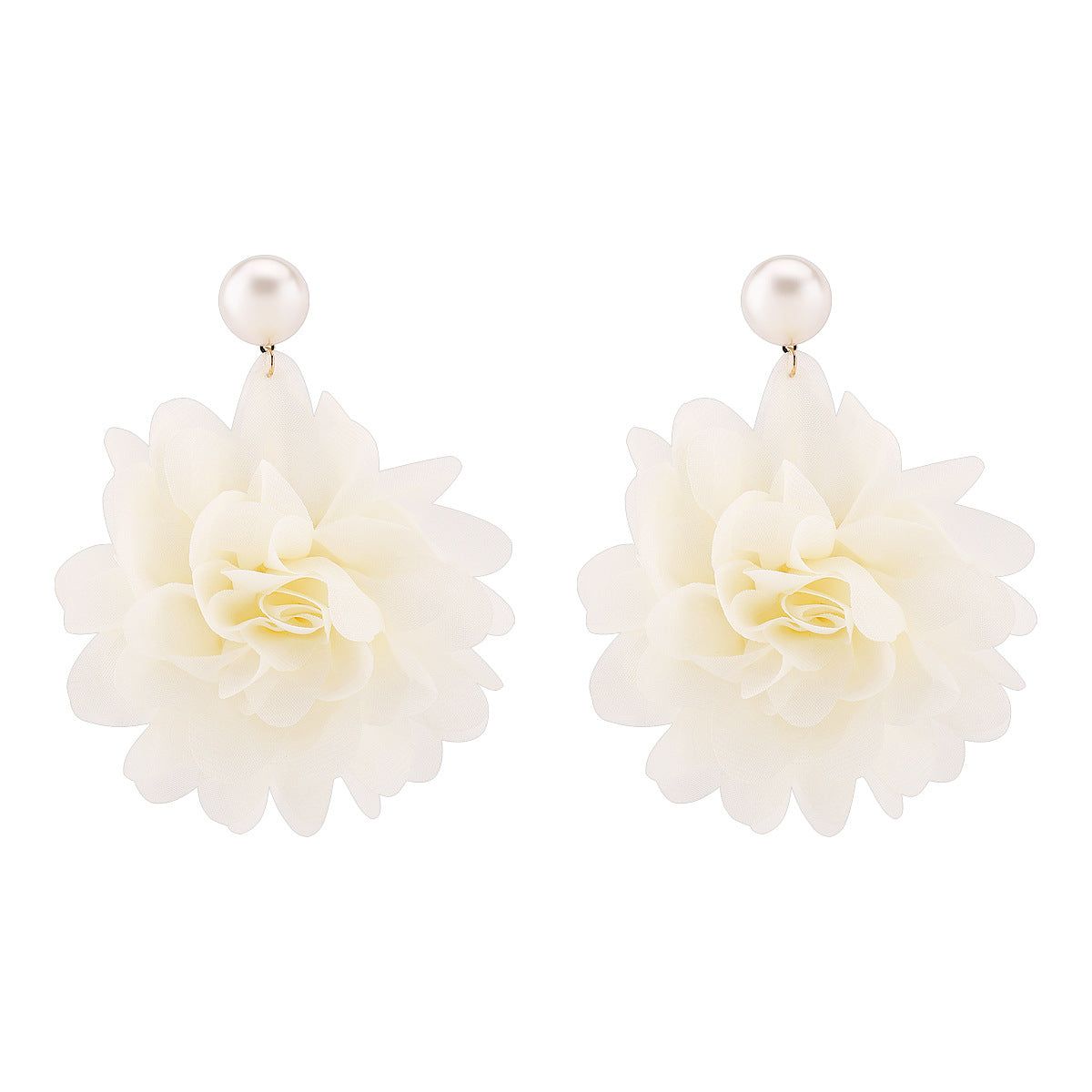 Wholesale  exaggerated pearl big flower earrings