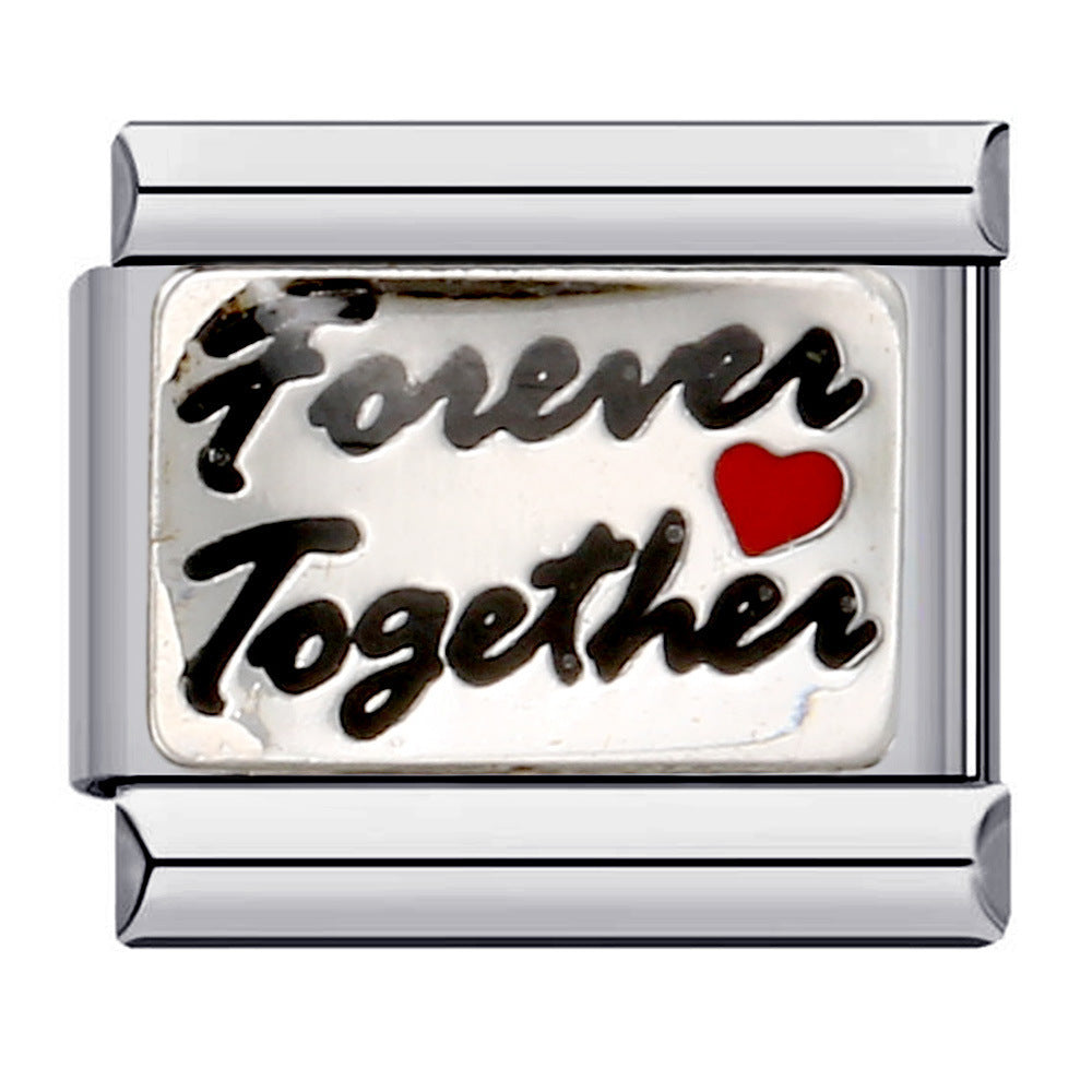 Wholesale Italian Charm Bracelet 9mm DIY Splicing Removable English Combination Stainless Steel Composable Bracelet