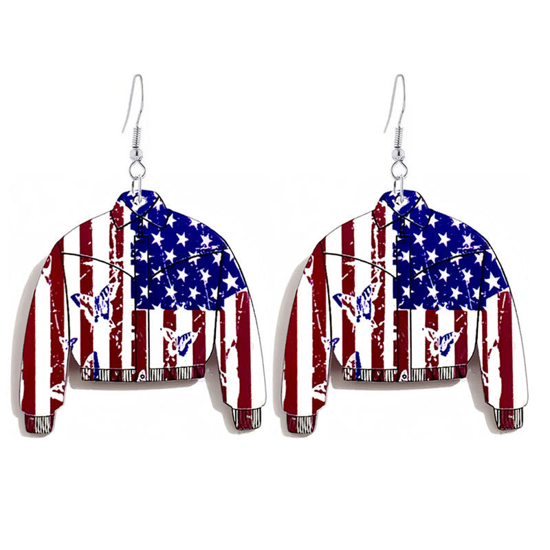 Wholesale American Independence Day Coat Acrylic Earrings ACC-ES-YiYuan011