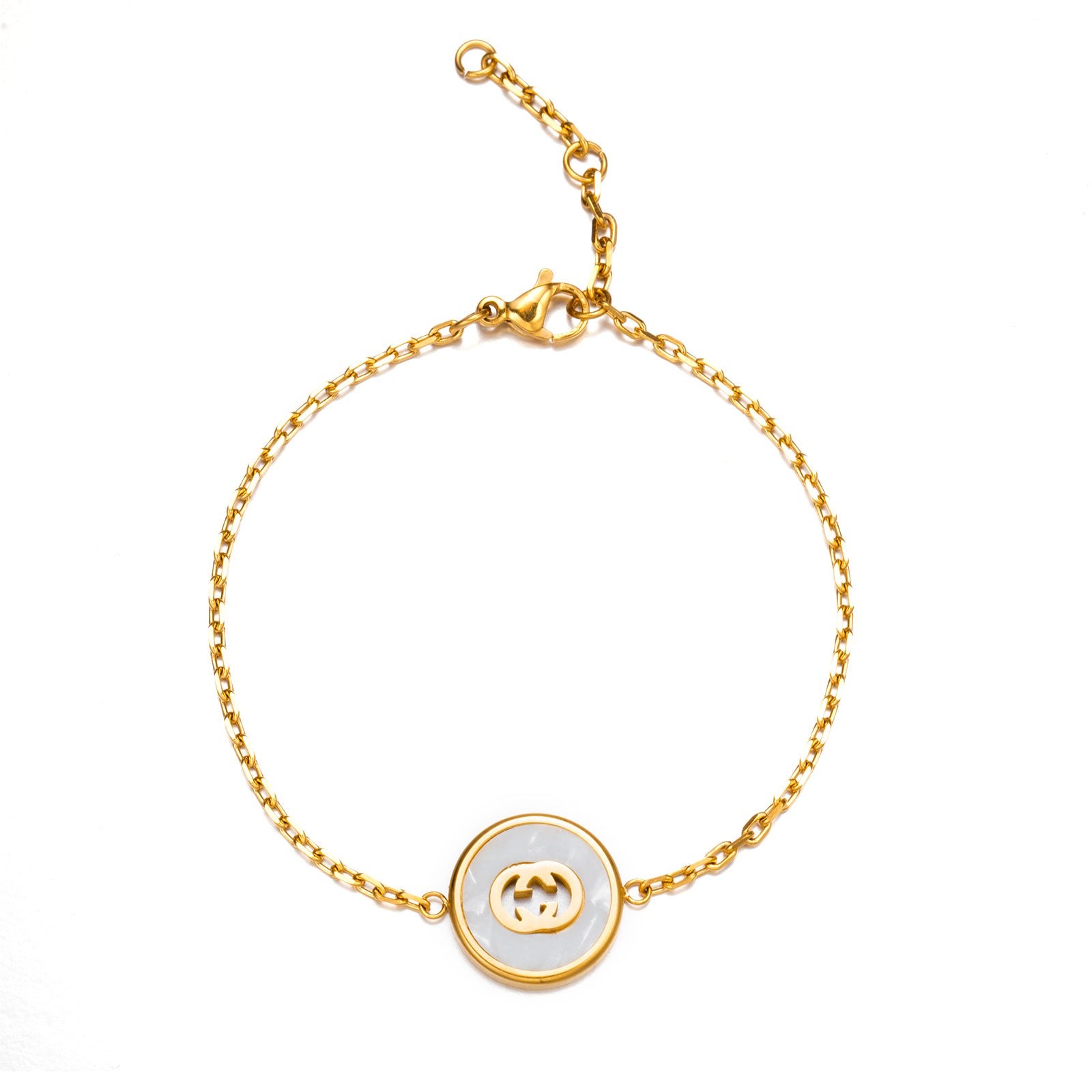 Wholesale Stainless Steel Enamel Retro Bracelet with Double Letter Design Stylish Office Lady Fashion Accessory