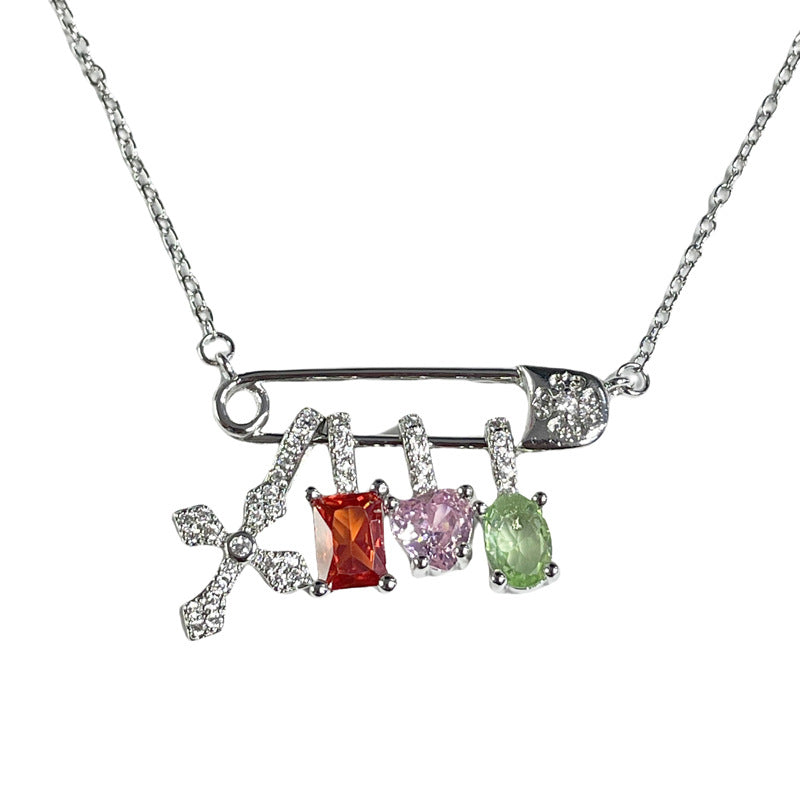 Wholesale  Colored Diamond Zircon Cross Pendant Necklace