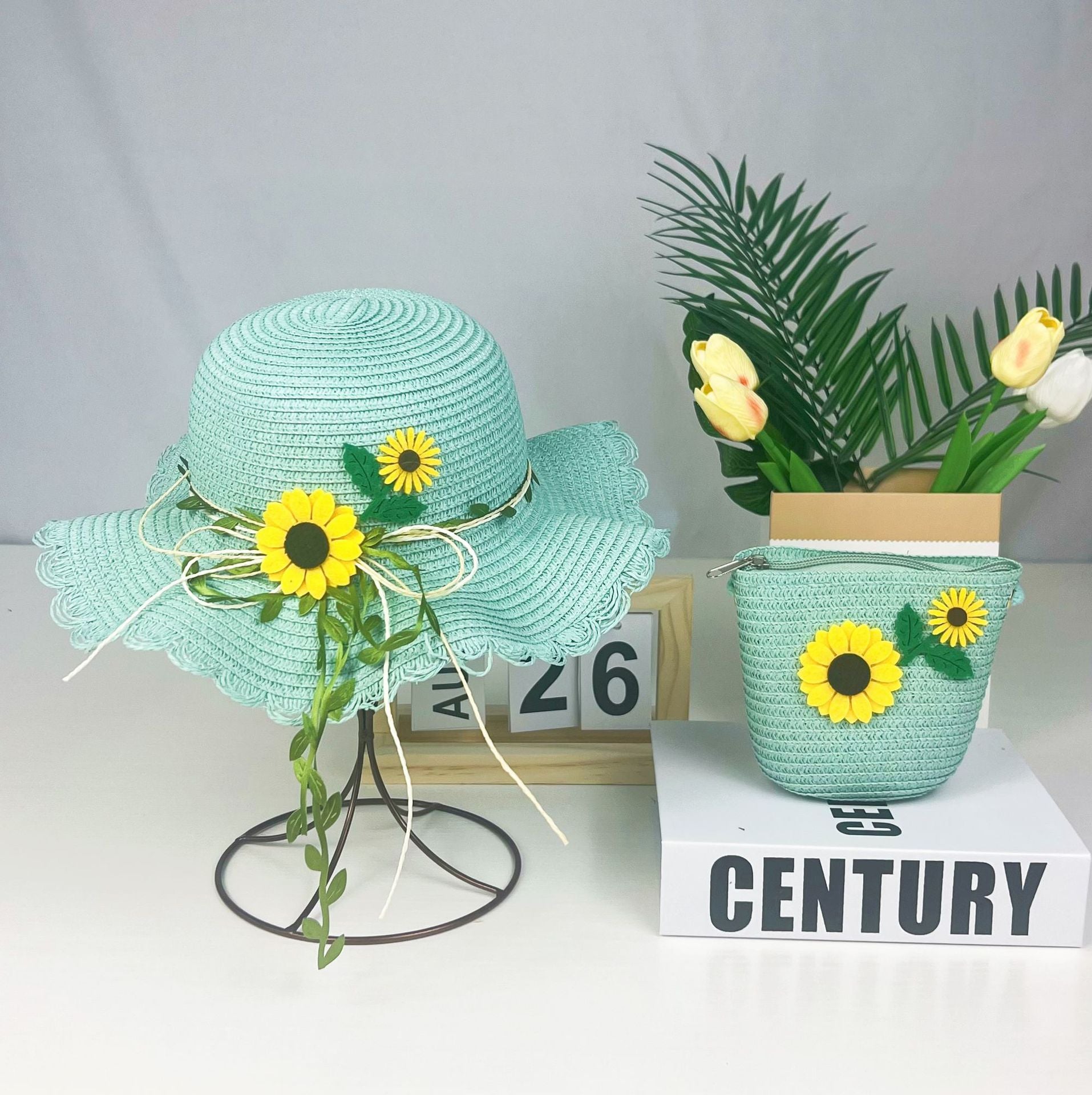 Wholesale  Straw Hat  Sunflower Bucket Hat