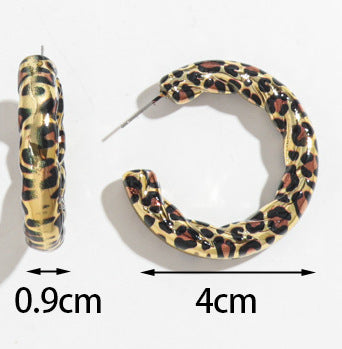 Wholesale Leopard-print C- ring Earrings