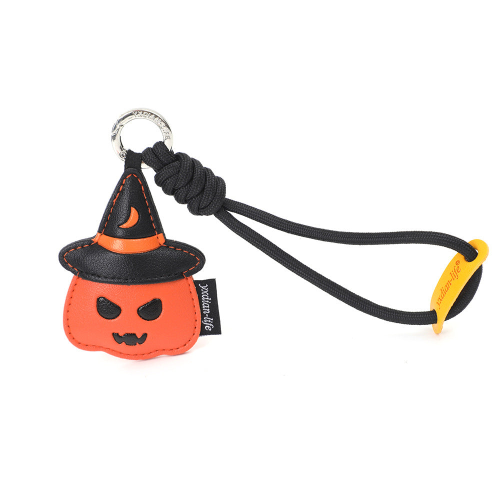 Wholesale Creative PU Leather Pumpkin Lantern Keychain Cute Ghost Bag Charm  Party Gift
