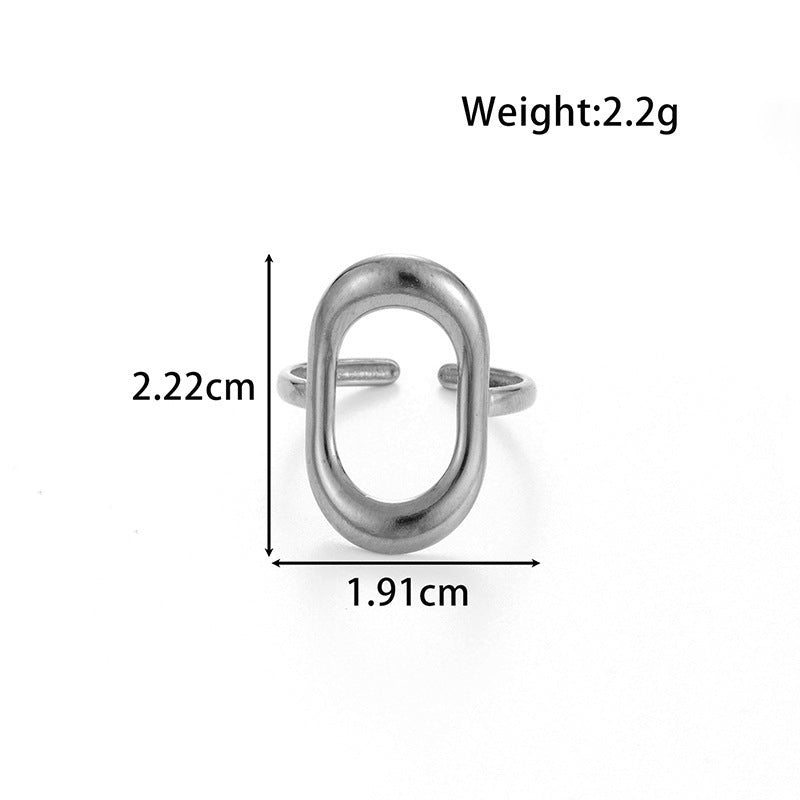 Wholesale Titanium steel  oval hollow ring geometric adjustment  ring