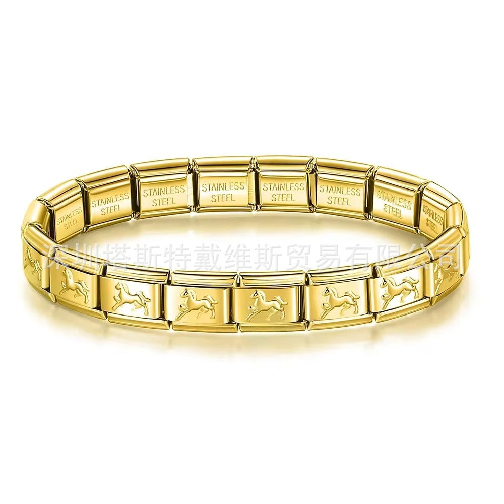 Wholesale  Italian Charm Bracelet 9mm DIY  single-section  Creative Stainless Steel Composable Bracelet