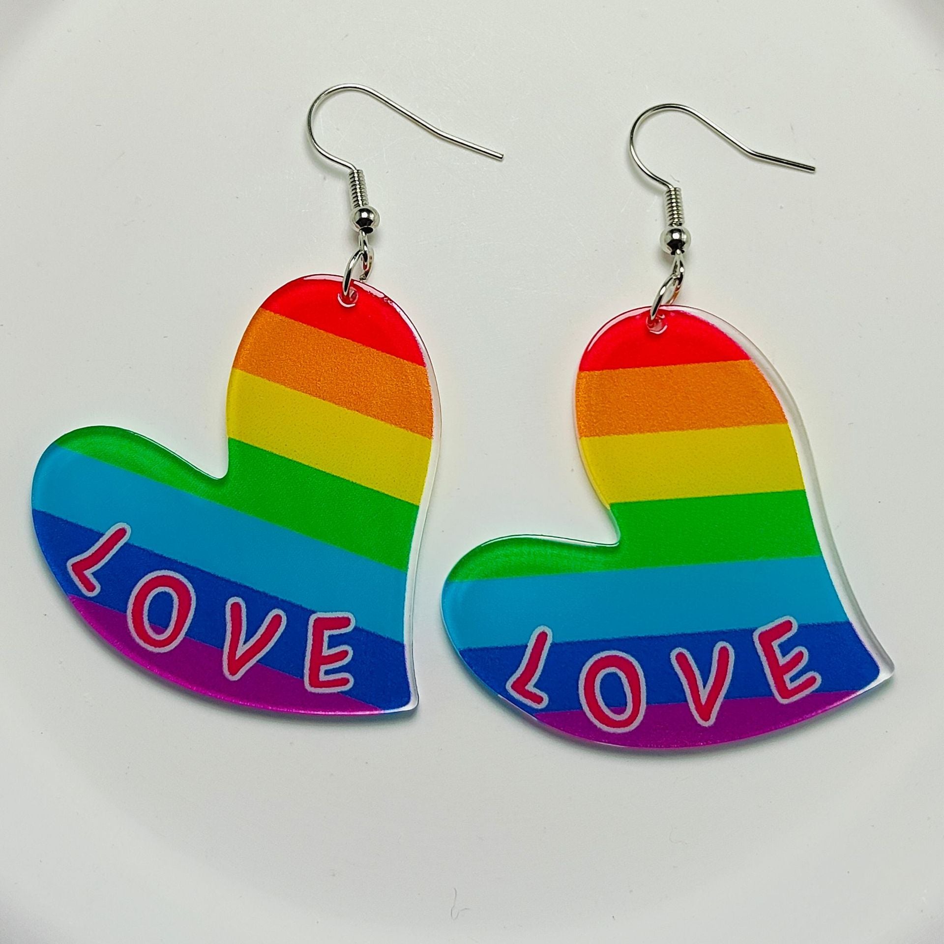 Wholesale Mother's Day Love Letters Heart Shape Acrylic Sheet Earrings ACC-ES-Qiyu008