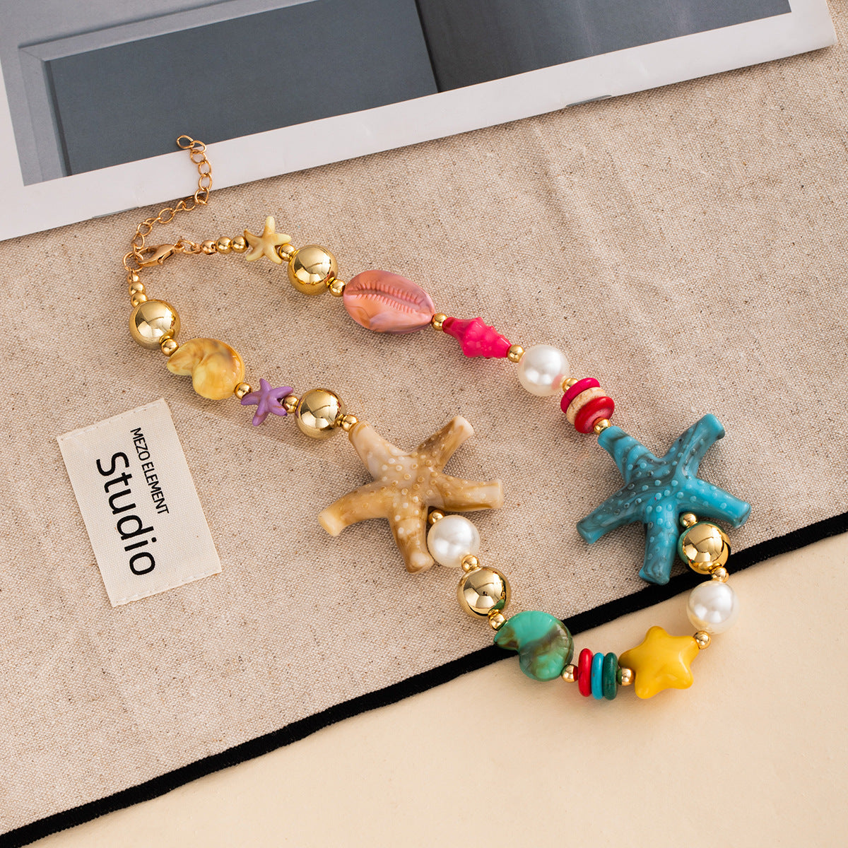 Wholesale Colorful Beaded Star Pendant Necklace