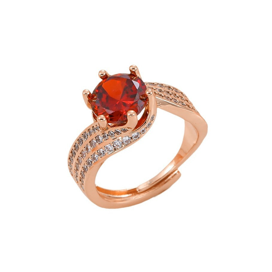 Wholesale Adjustable copper ring with zircon setting stylish and unique design