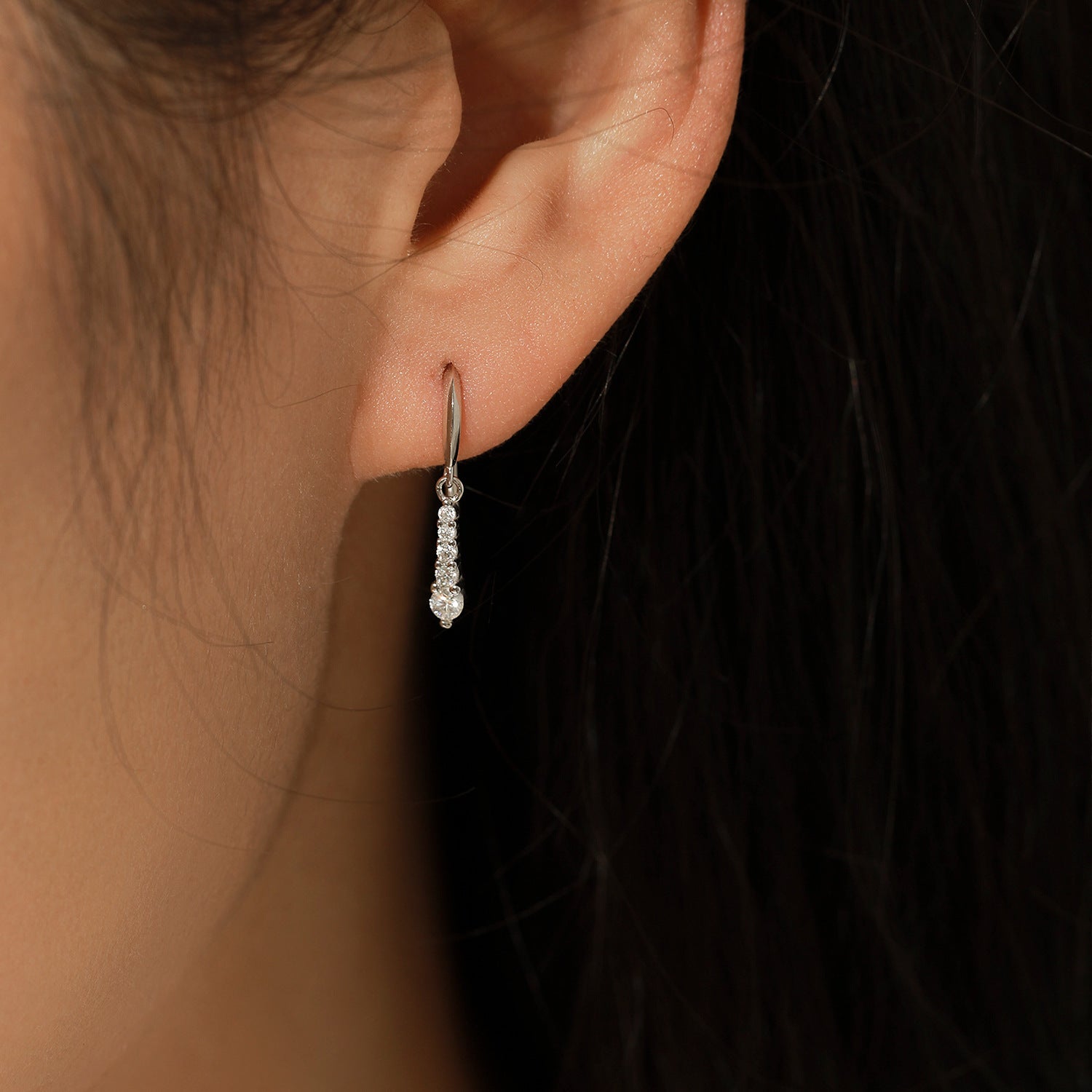 Wholesale Diamond s925 Silver Water Drop Rai Diamond Ear Hook Earrings