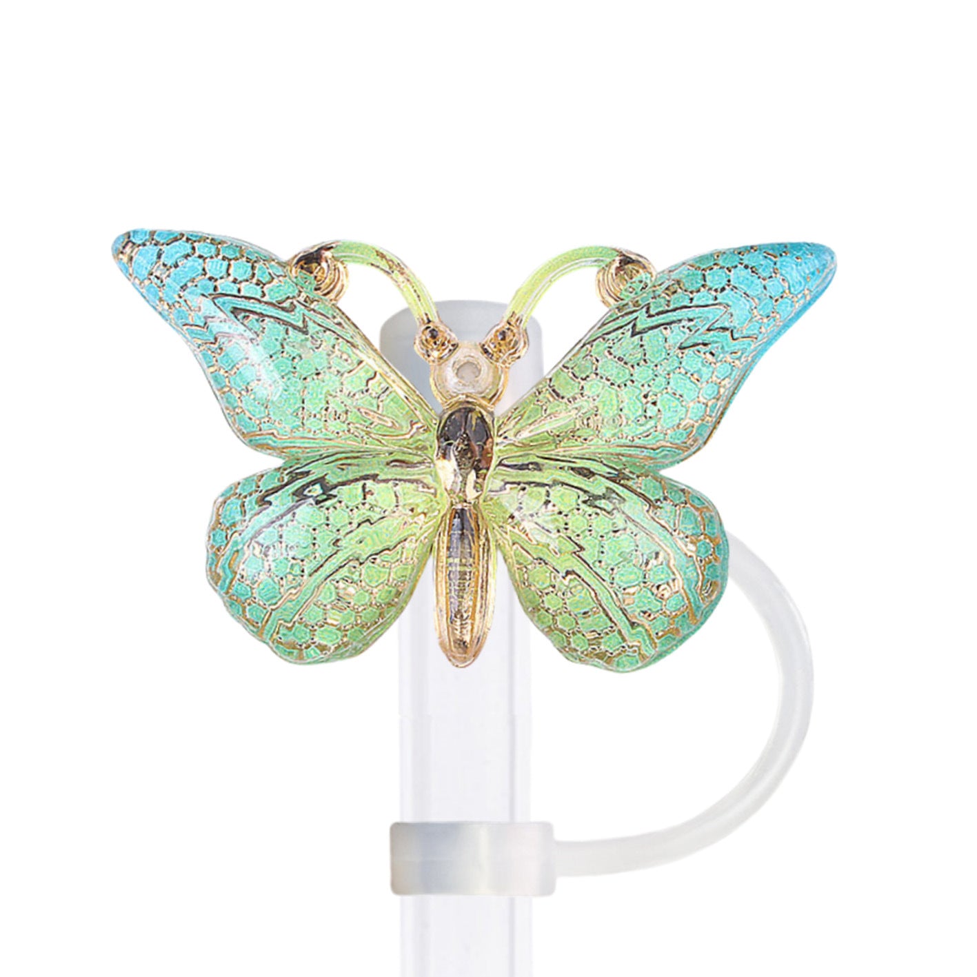 Wholesale 10pcs  Hot stamping gradient butterfly series Straw Cover Straw Tube Cap