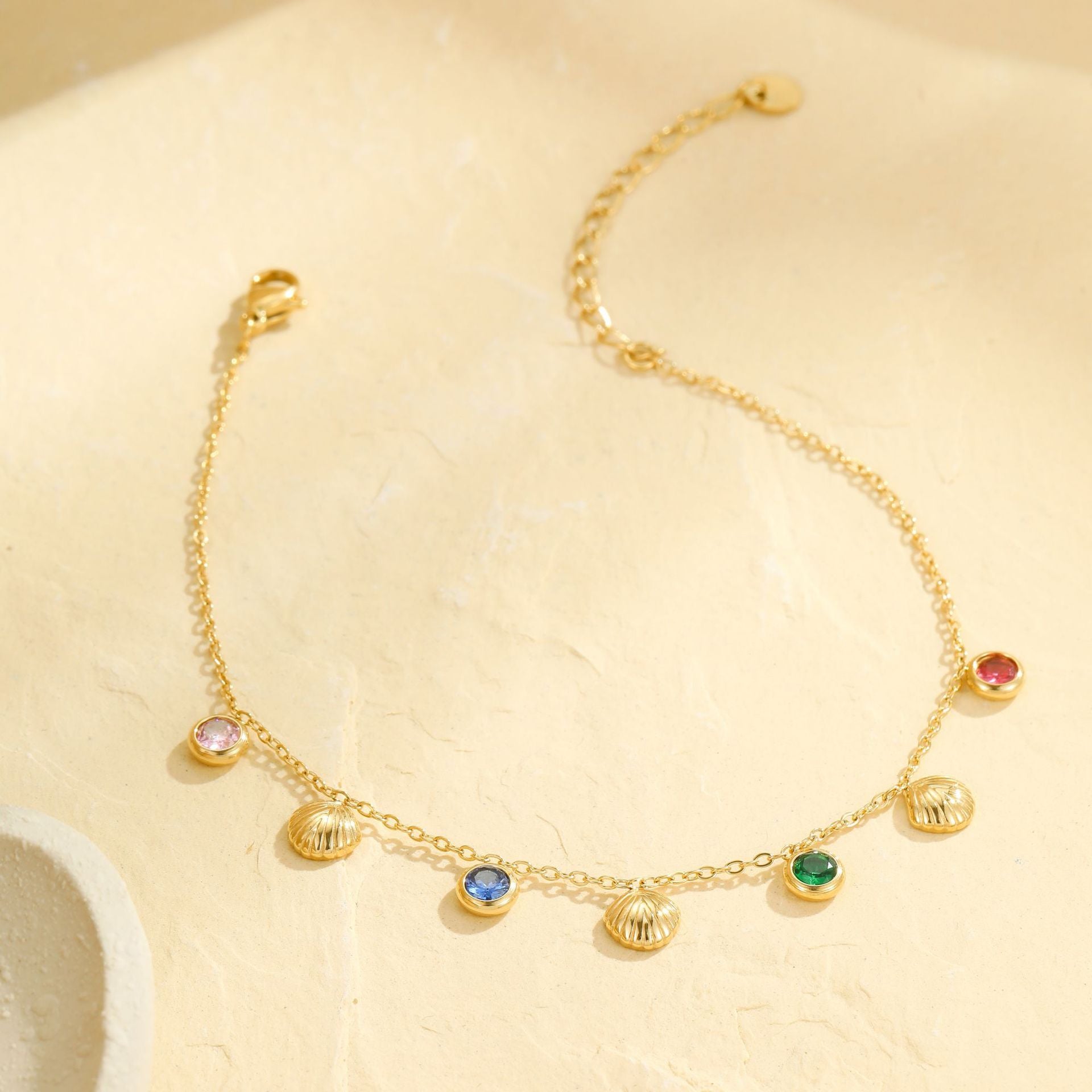 Wholesale multi-layer diamond pearl stainless steel anklet