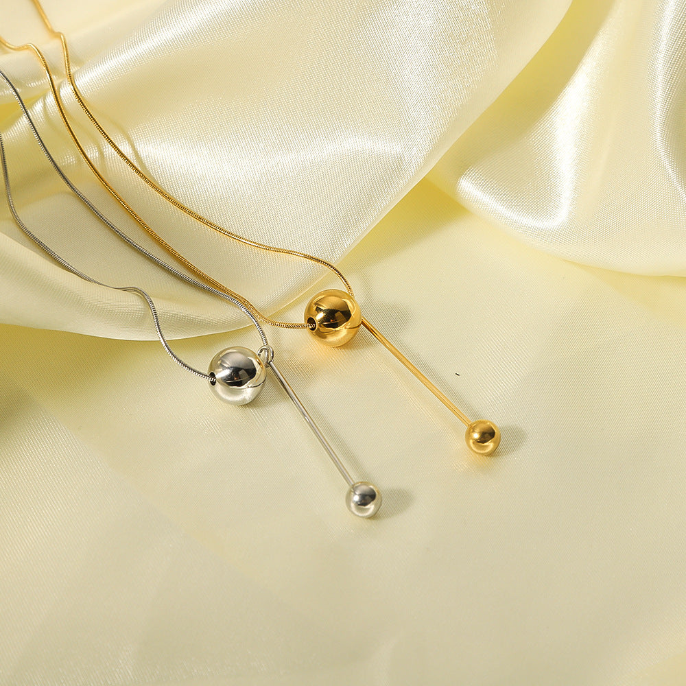 Wholesale spherical pendant necklace clavicle chain stainless steel 18K gold-plated necklace
