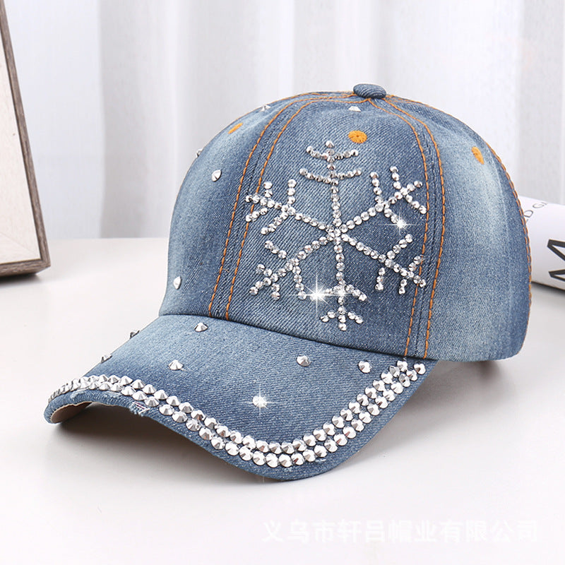 Wholesale Rhinestone Washed Denim Baseball Cap