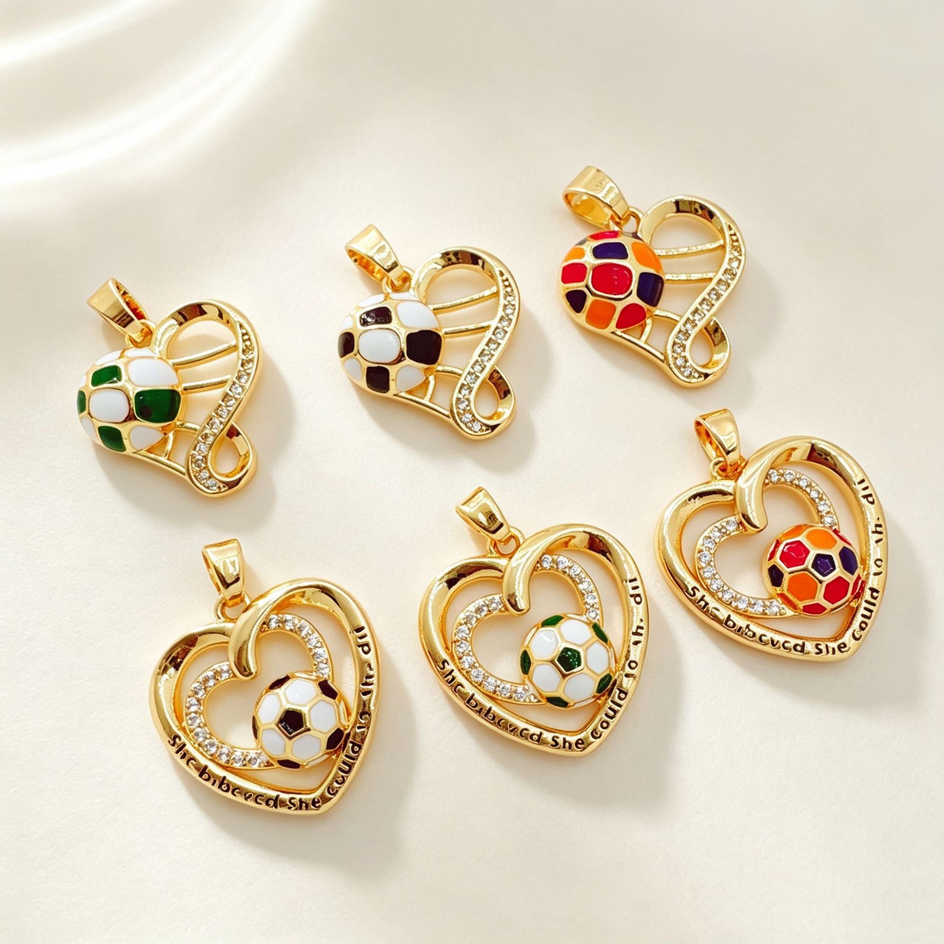 Wholesale World Cup Soccer Heart shaped Hollow Pendant