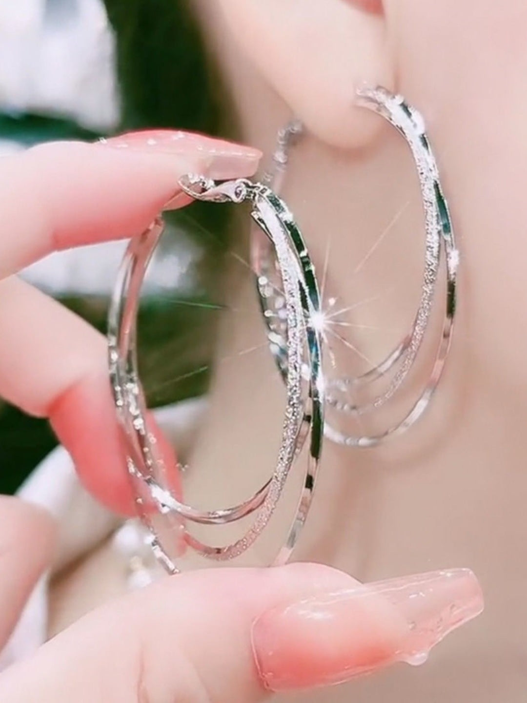 Wholesale  Sterling Silver Three-layer Big Ear  Earrings