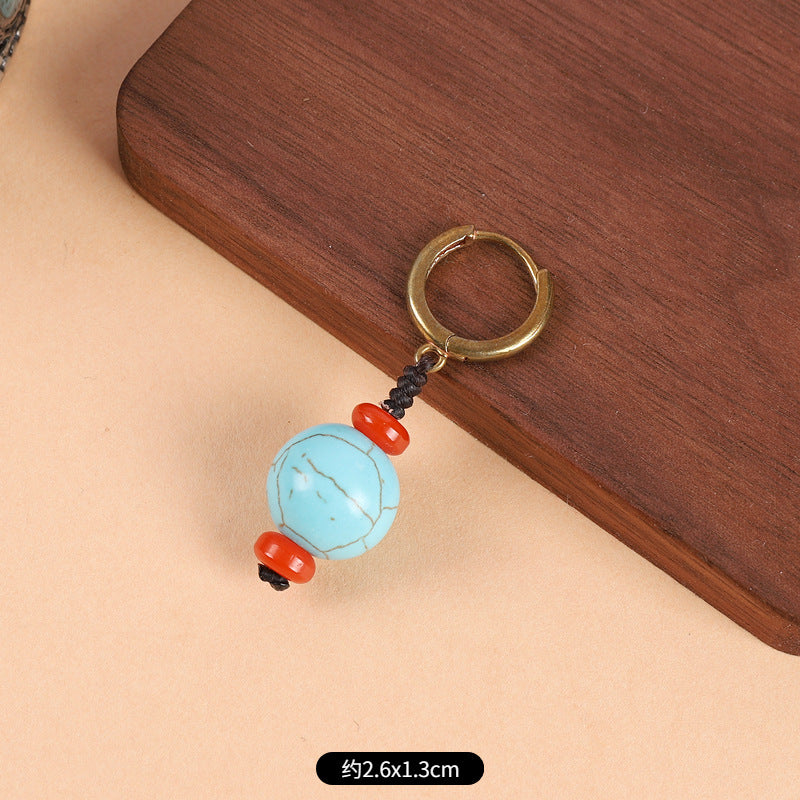 Wholesale Woven Turquoise Ethnic Style Earrings Handmade Vintage Jewelry Accessory Gift