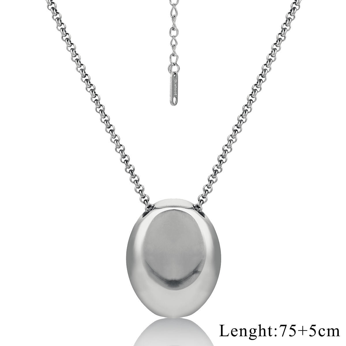 Wholesale Stainless Steel Long Oval Pendant Necklace