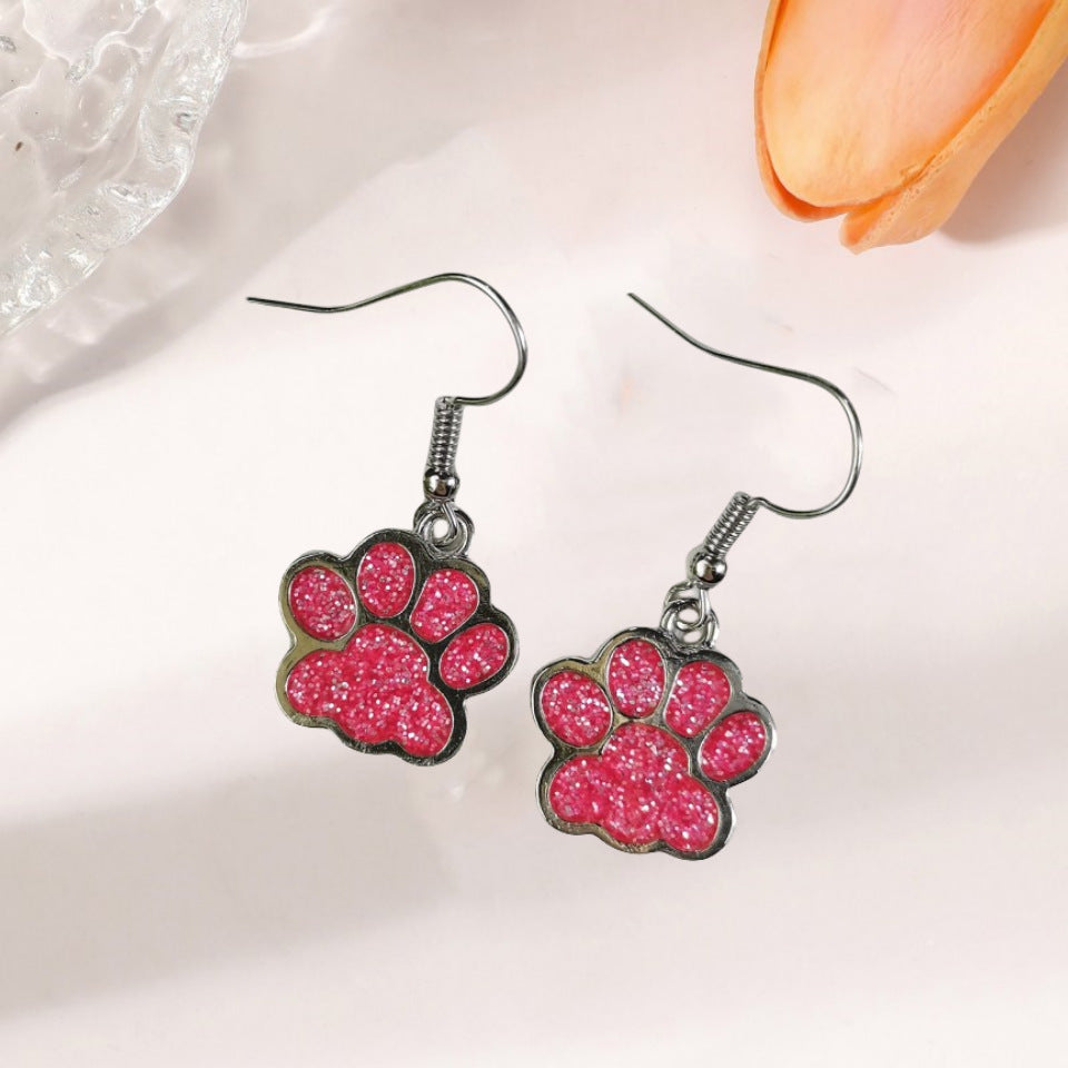 Wholesale Cute Creative Dog Footprint Pendant Oil Drop Earrings Cute Earrings ACC-ES-JunJie004