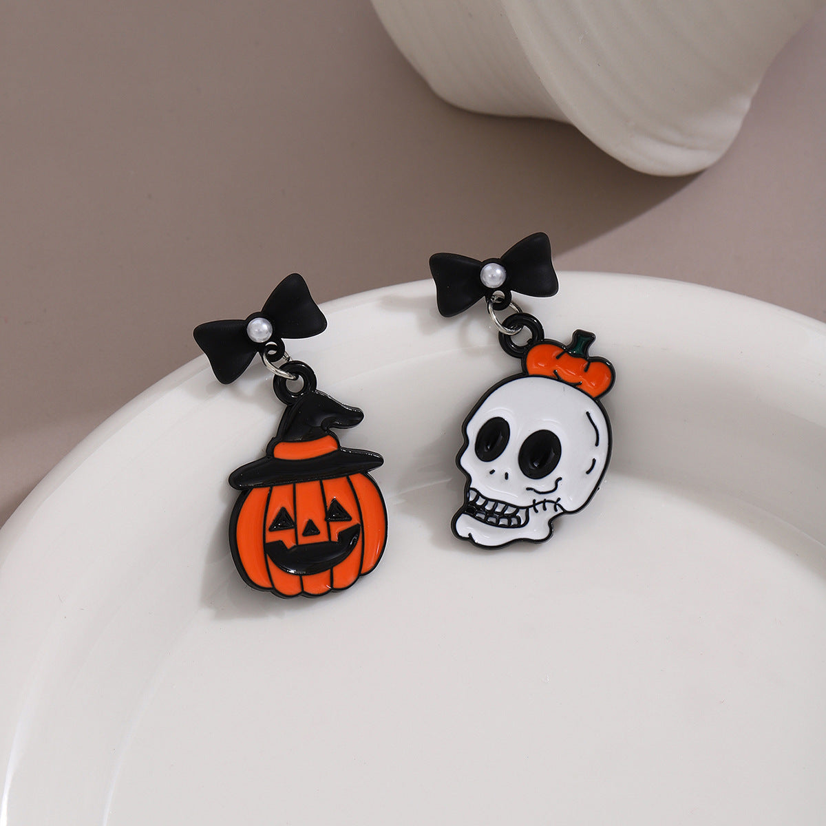 Wholesale Halloween Cartoon Ghost Pumpkin Skull Asymmetrical Earrings ACC-ES-ZhuiWo006