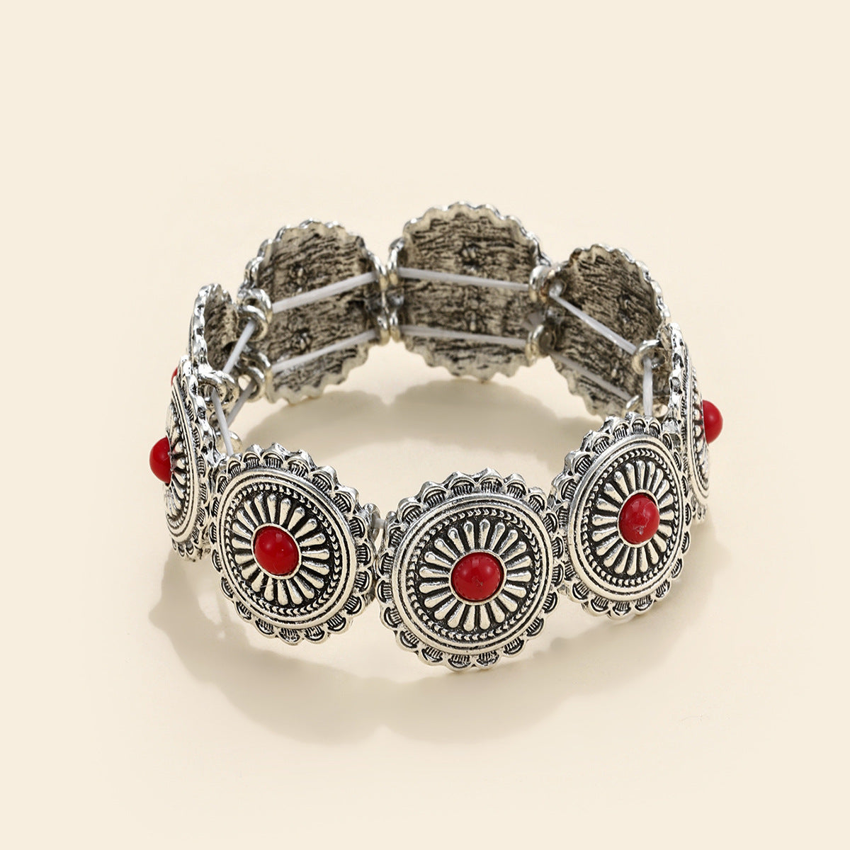 Wholesale Ethnic Style Retro Alloy Turquoise Elastic Bracelet Bohemian Bracelet ACC-BT-JunJie004