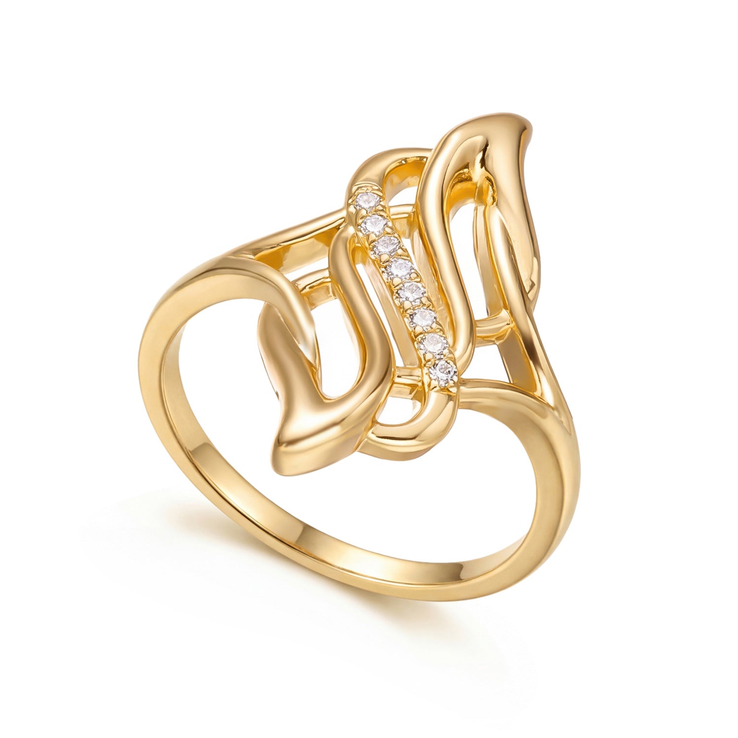 Wholesale Three In One Heart Shaped Copper Zircon Ring Trendy Everyday Jewelry Accessory