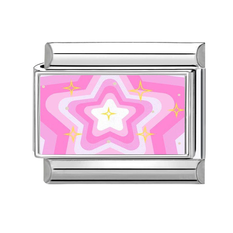 Wholesale Italian Charm Bracelet 9mm DIY Splicing Pink Stainless Steel Composable Bracelet