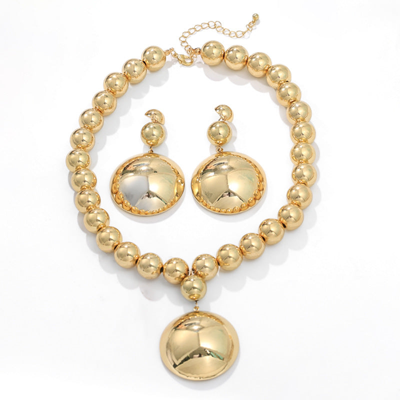 Wholesale  Big Bead Punk Collar Collar Chain Geometric Beads Beaded Necklace