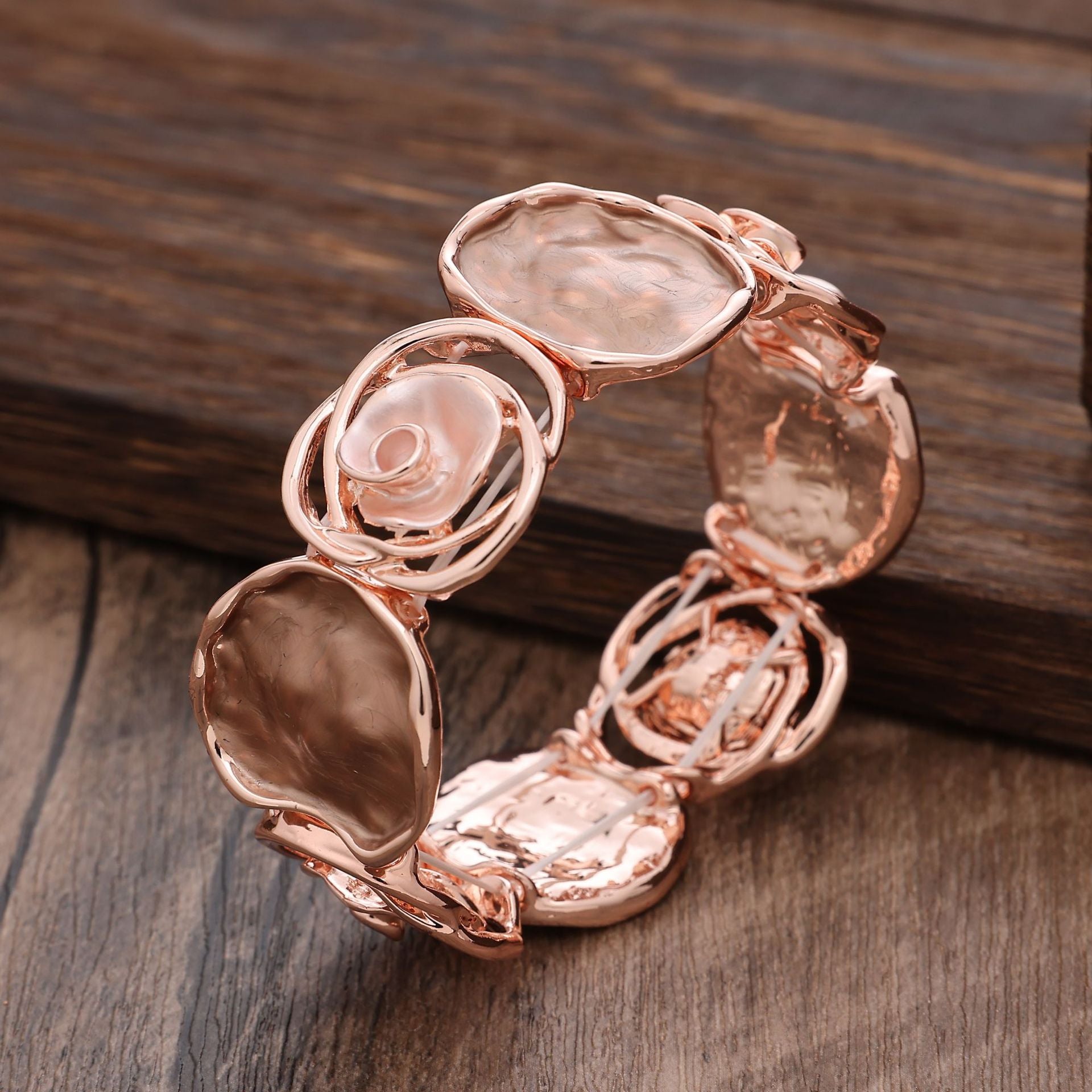 Wholesale  Color Painting Oil Geometry Rose Elastic Bracelet