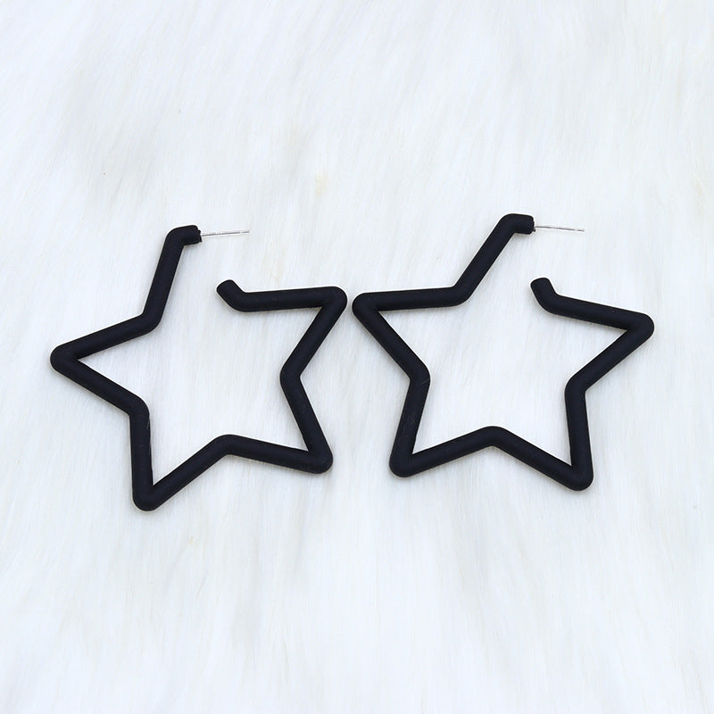 Wholesale  Geometric Five-pointed Star Spray Paint Earrings