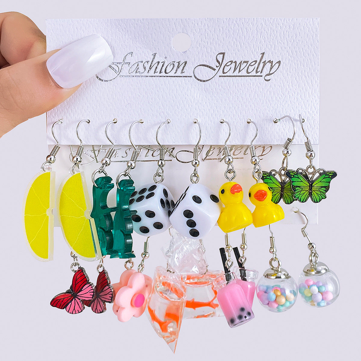Wholesale 5pcs/set color acrylic earrings  white cloud flower earrings