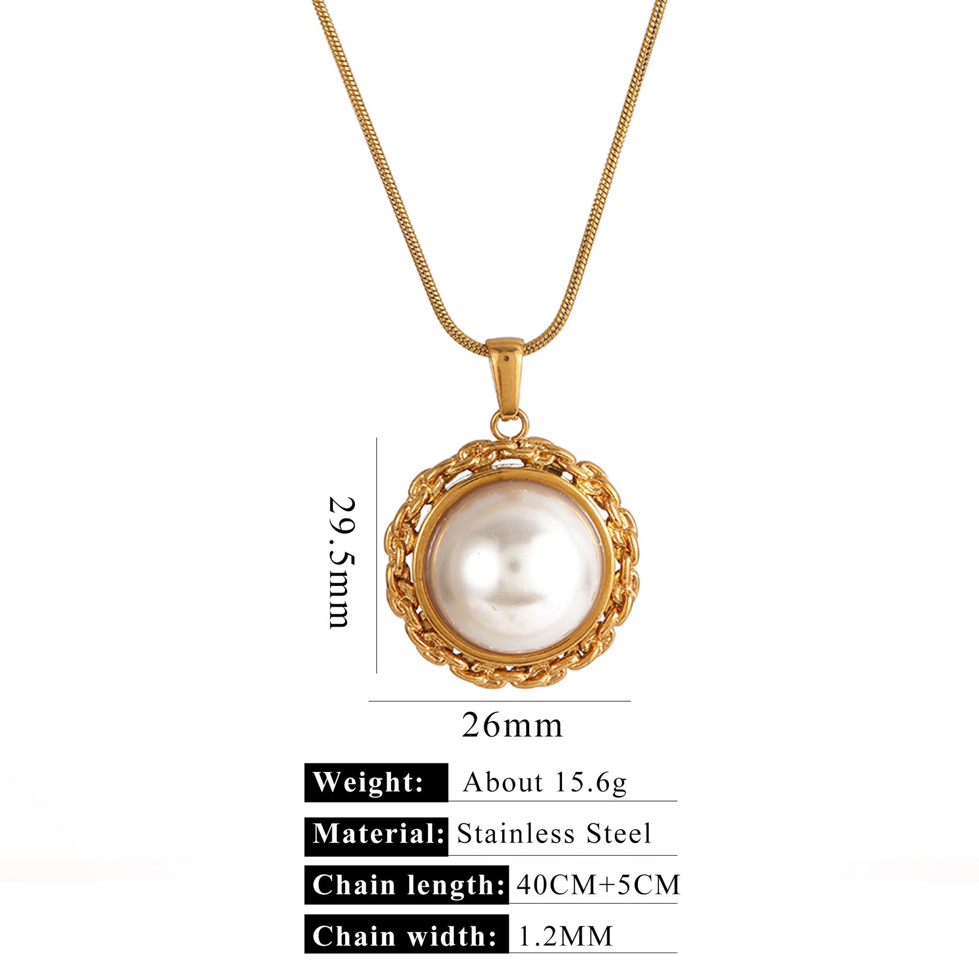Wholesale Stainless steel 18k gold 40 5 necklace imitation pearl pendant necklace five-pointed star bow love chain gift