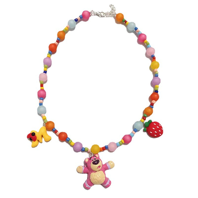 Wholesale Acrylic Beads Cute Bear Short Necklace ACCVIP-NE-XingJun001