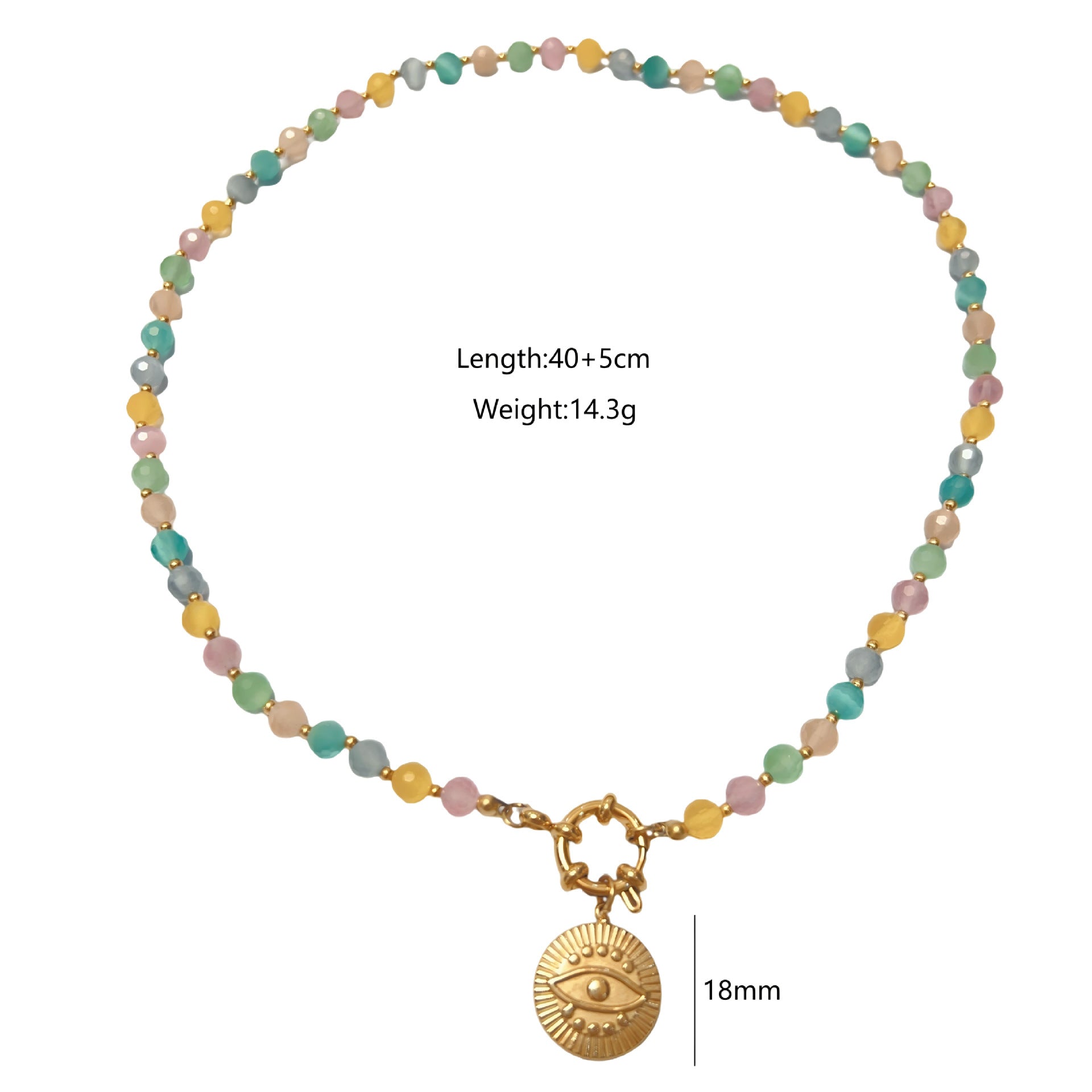 Wholesale Stainless steel Natural Stone Colorful Beaded Necklace