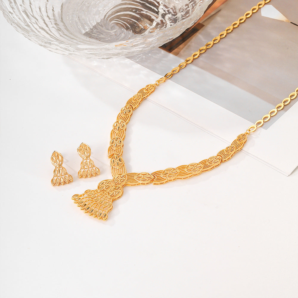 Wholesale Light Luxury Geometric Earrings Necklace Set ACC-NE-HengXuan002