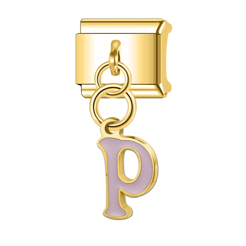 Wholesale Italian Charm Bracelet 9mm DIY Splicing Gold Letter Pendant Stainless Steel Composable Bracelet