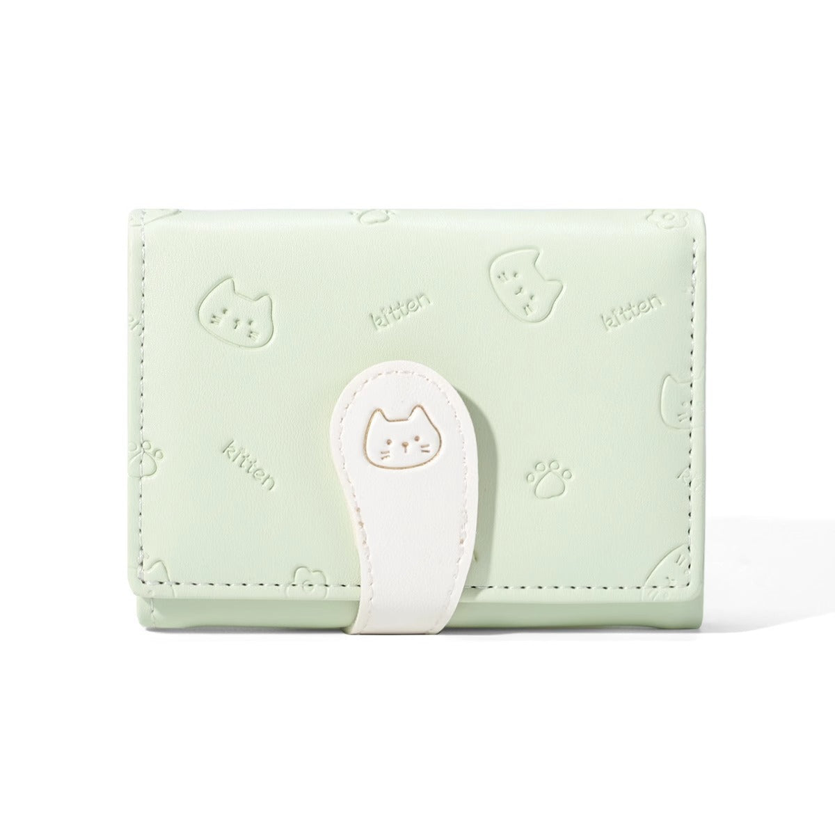 Wholesale Trendy PU Women' s Short Wallet with Pink Cat Pattern,  Fresh Sweet Folding Purse,  Boutique Resale Accessory