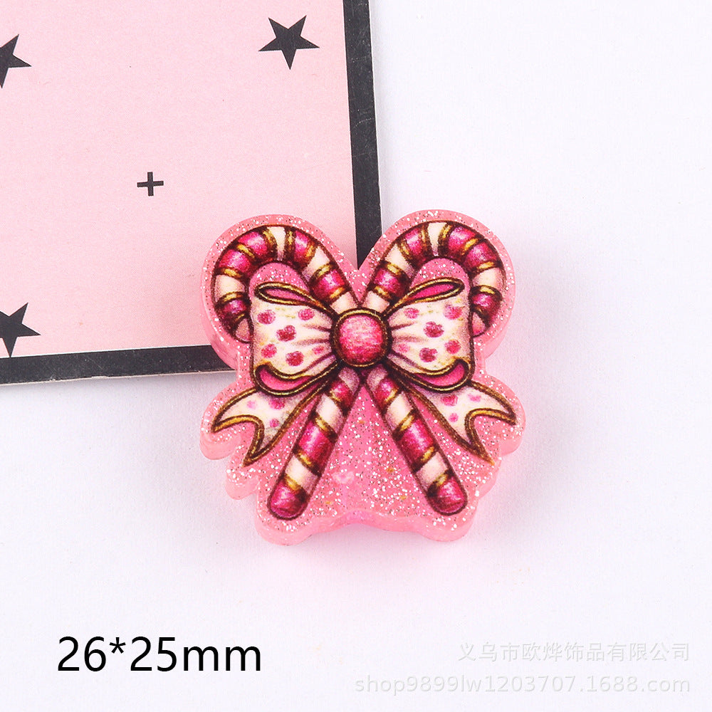Wholesale 5pcs Acrylic Bow Straight Hole Cartoon Beads