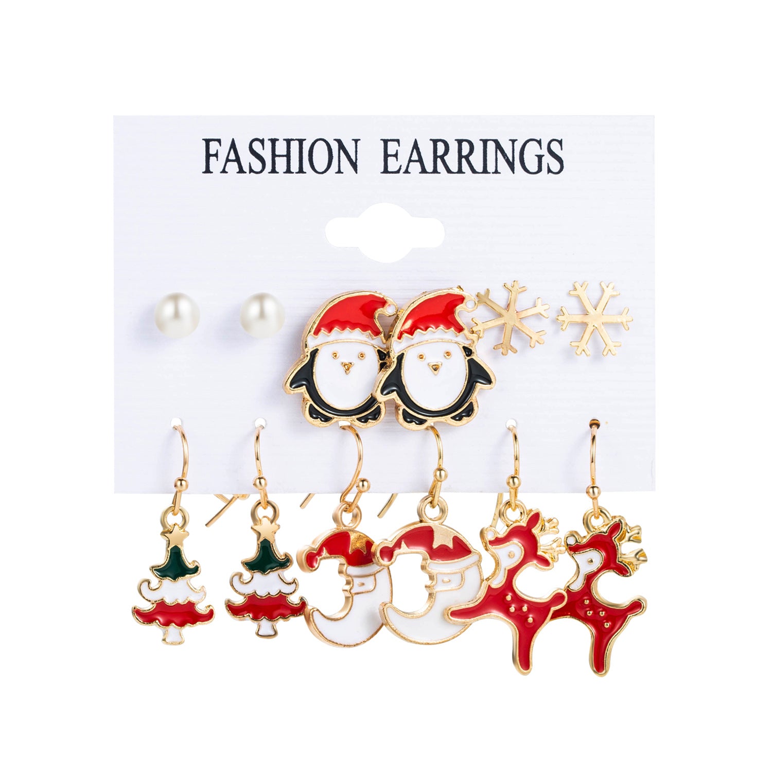 Wholesale Christmas Elk Cane Bow Earrings Set ACC-ES-Anduo002