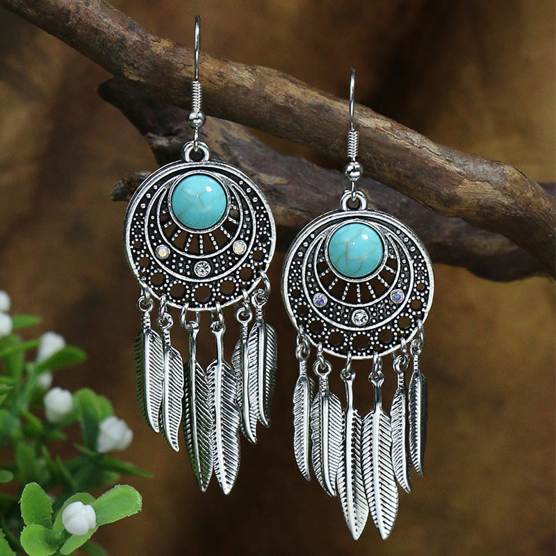 Wholesale Jewelry Bohemian Turquoise Alloy Earrings