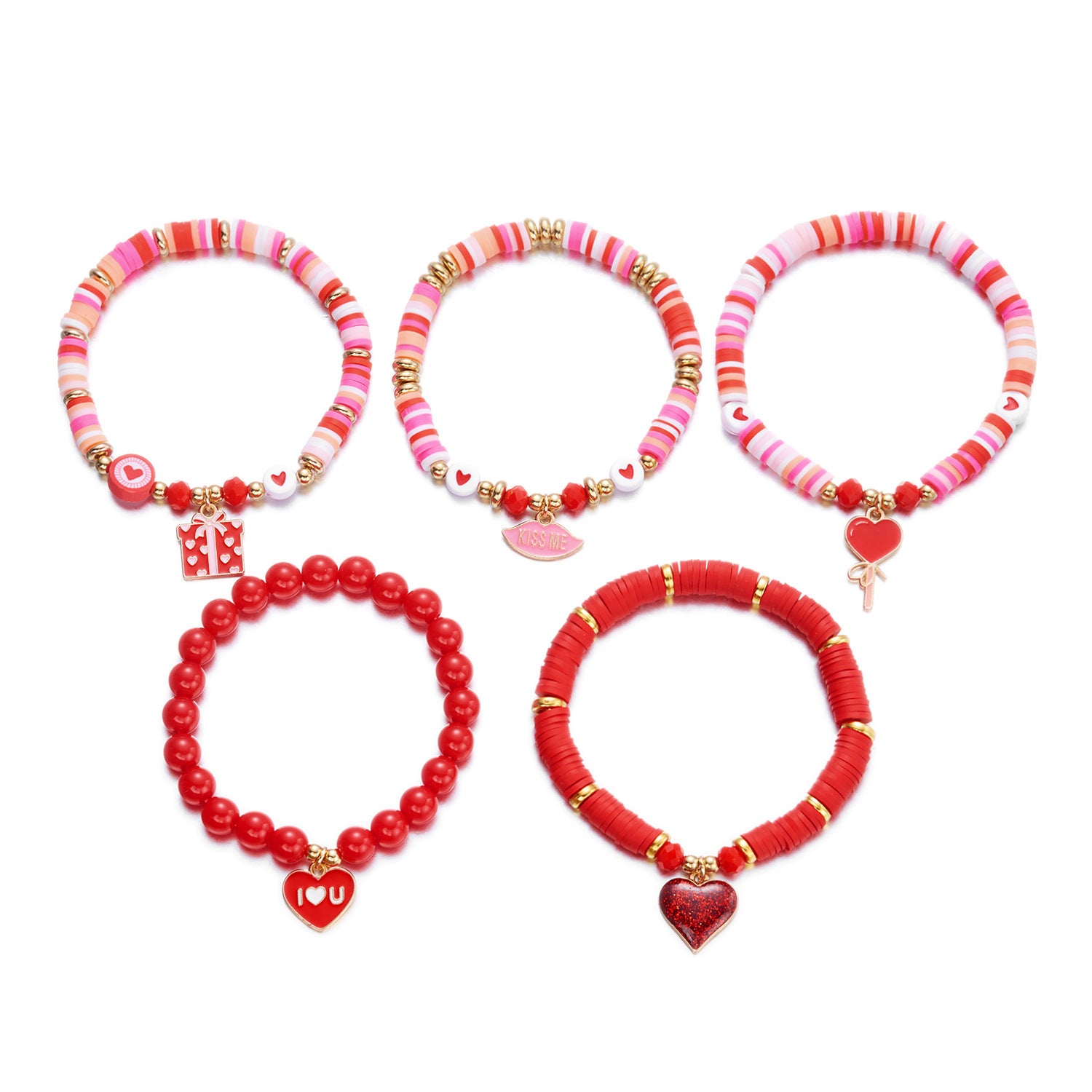 Wholesale Valentine' s Day Red Heart Bracelet