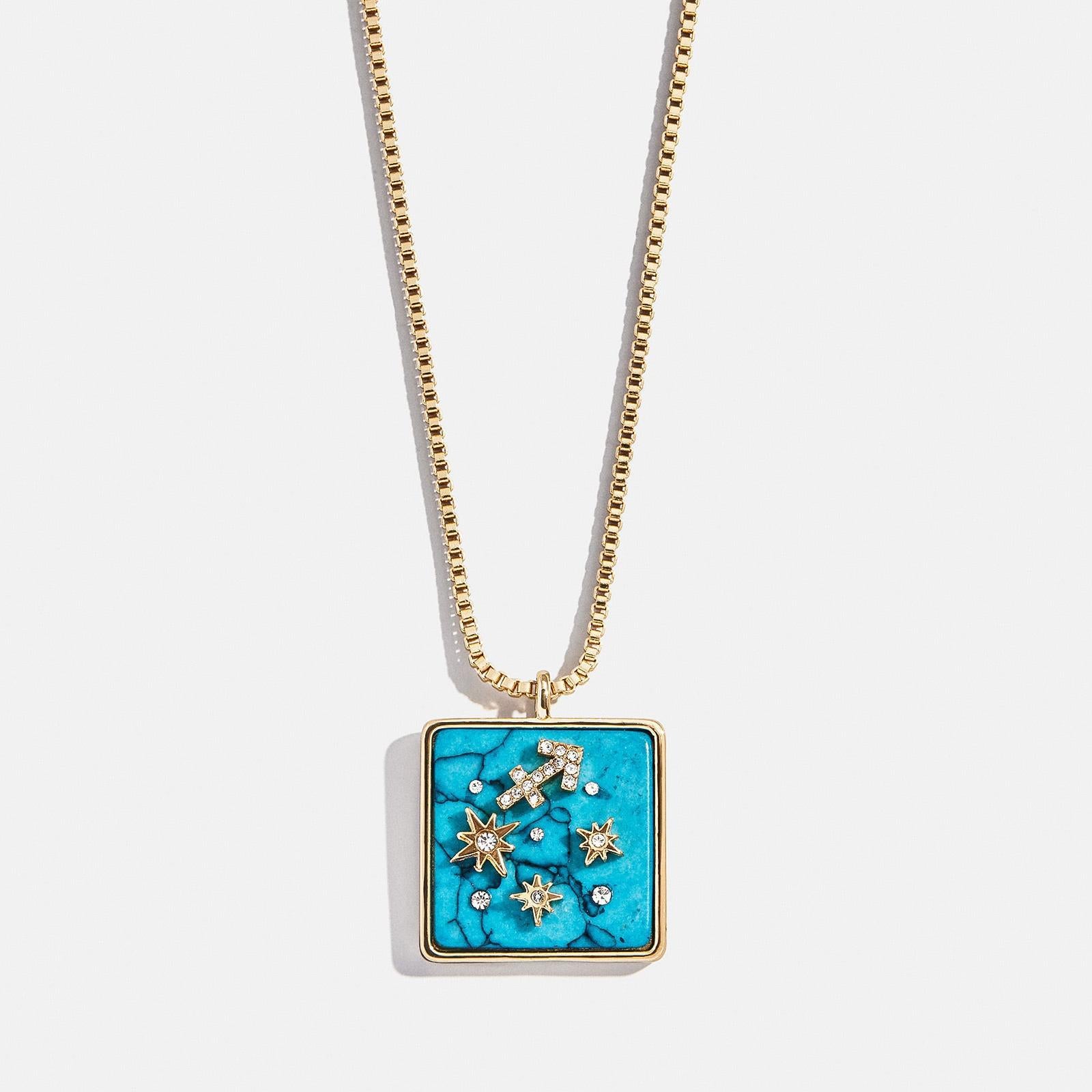 Wholesale Blue Turquoise Zodiac Enamel Stainless Steel Necklace