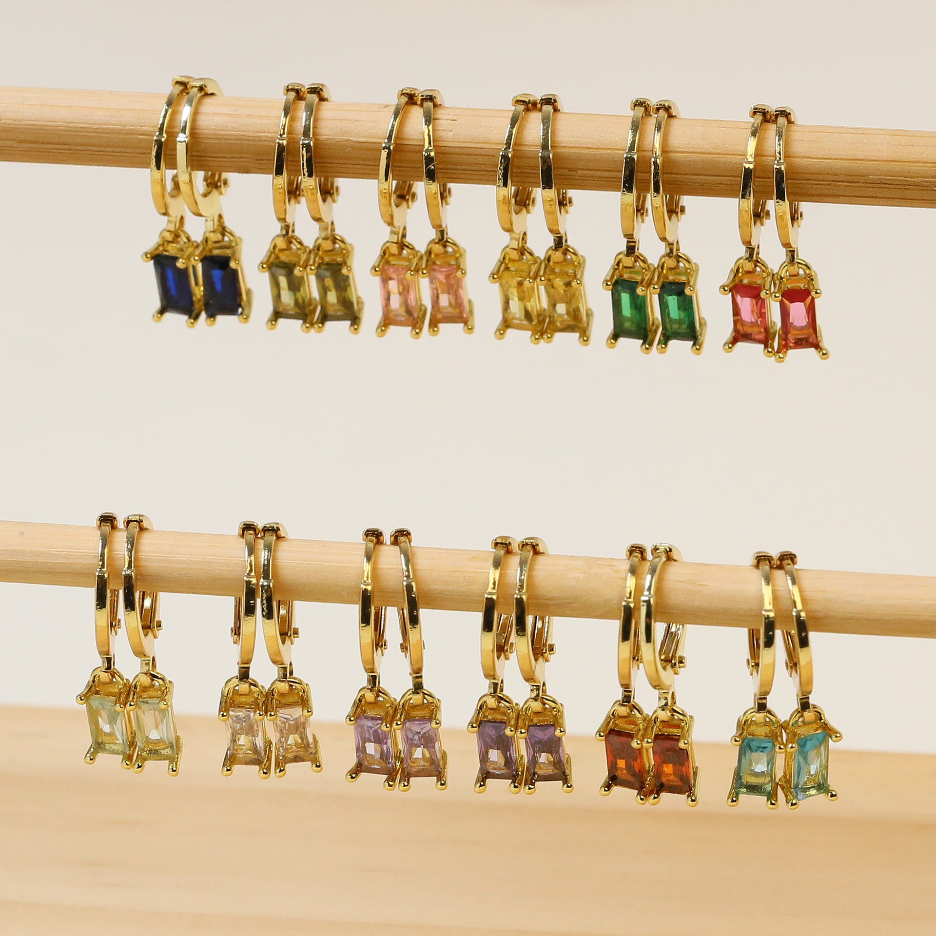 Wholesale  Ladder Square Rectangular December Birthstone Birthstone Earrings