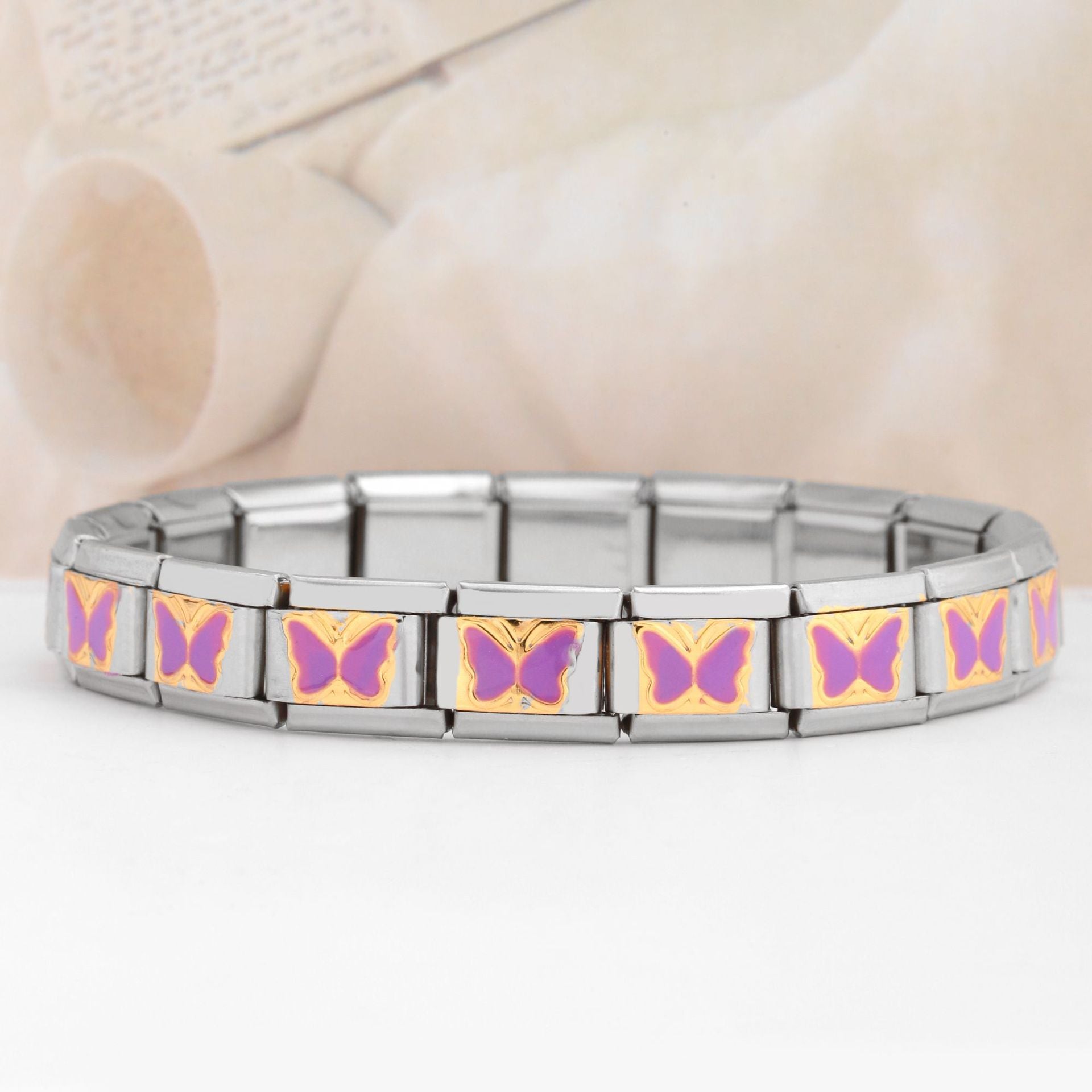 Wholesale Italian Charm Bracelet Charm Module Stainless Steel Butterfly Bracelet 9mm DIY Pattern Free Stitching Detachable Composable Bracelet ACC-BT-XY007