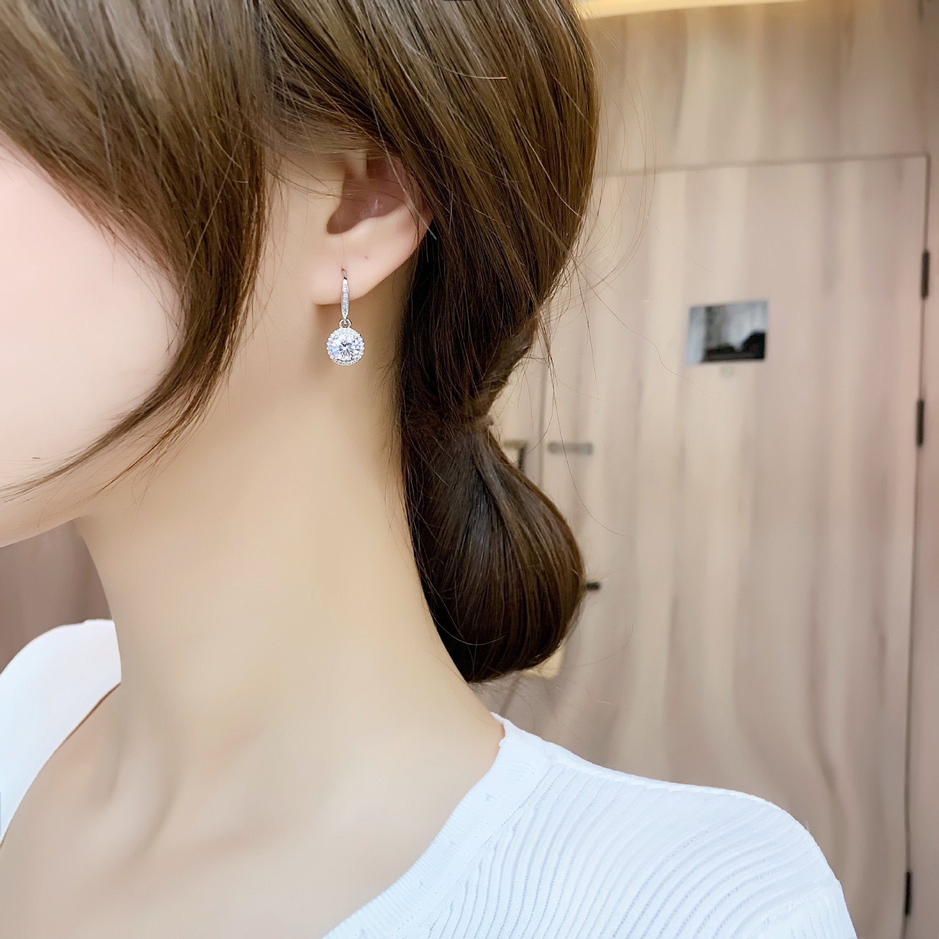 Wholesale Colored Mosonite Copper Earrings ACC-ES-BLX001