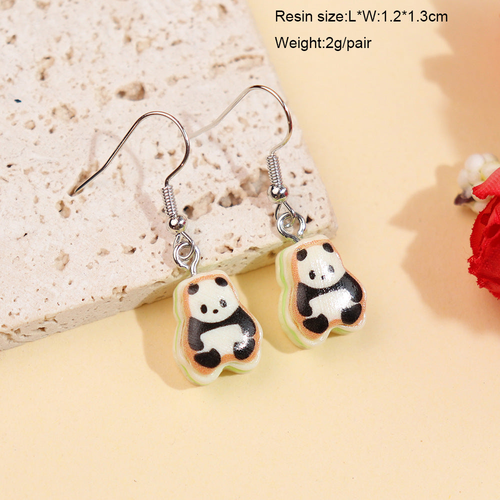 Wholesale Mini Sandwich Panda Food Play Cookie Earrings