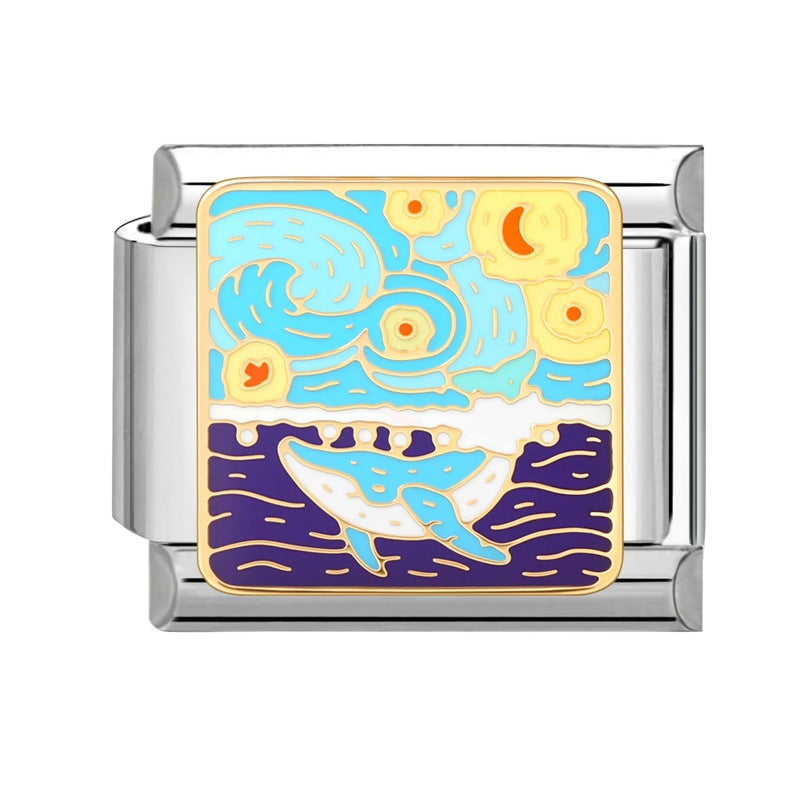 Wholesale  9mm Italian Charm Starter Bracelets DIY square Single Section Creative Stainless Steel Composable Bracelet