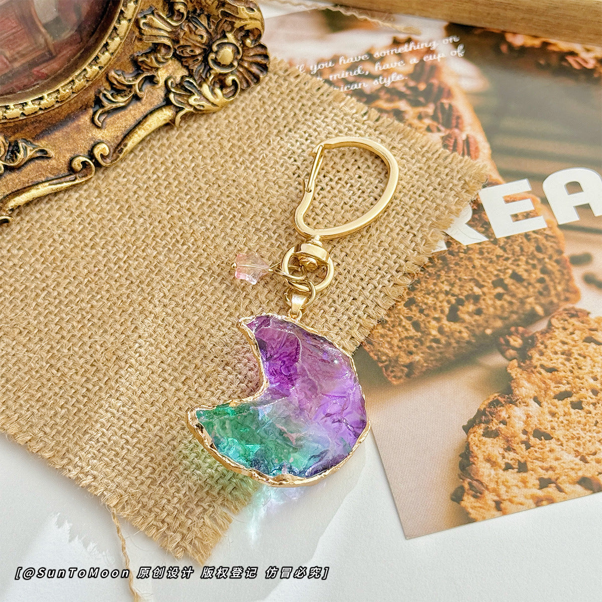 Wholesale Rainbow Moon Metal Keychain Chic Bag Charm Trendy Couple Gift Boutique Resale