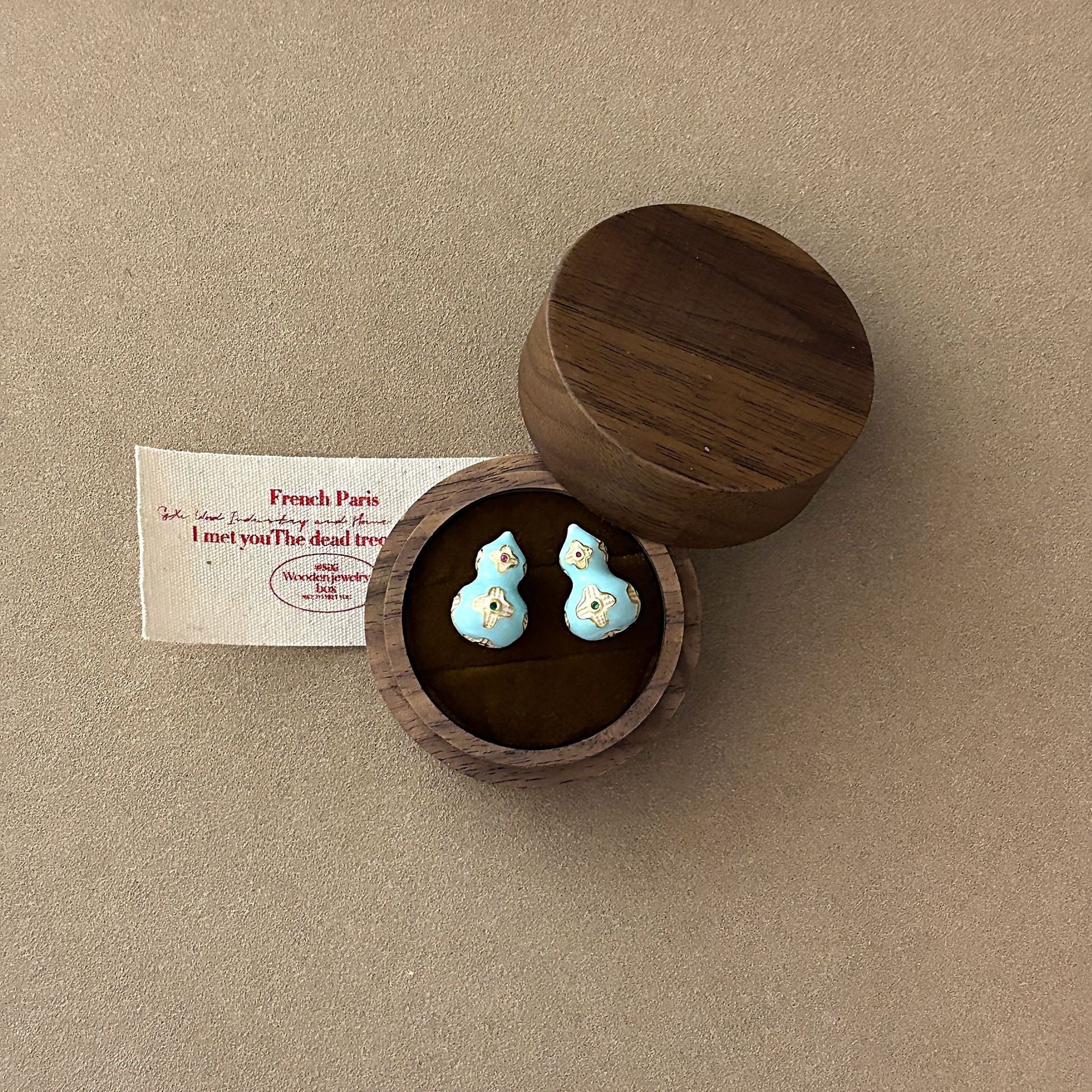 Wholesale Enamel Drop Glaze Four-Leaf Clover Gourd Earrings