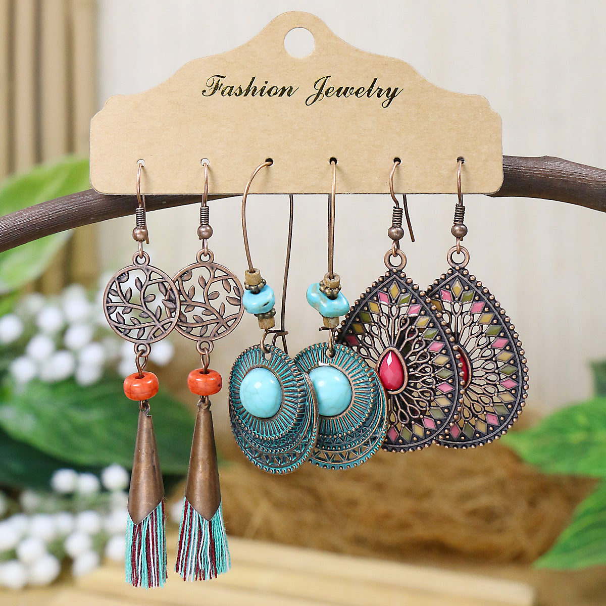 Wholesale Zinc Alloy Bohemian Hollow Tassel Drop Earrings - Fashion Accessory for Everyday Wear